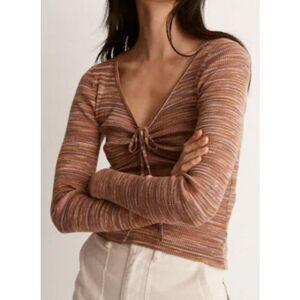 Madewell Space Dyed V Neck Cinched Sweater Size XXS (B12)